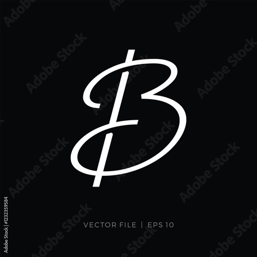 initial letter B script handwritten logo