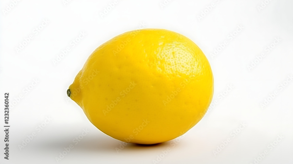 A yellow lemon is sitting on a white background A yellow lemon is sitting on a white background