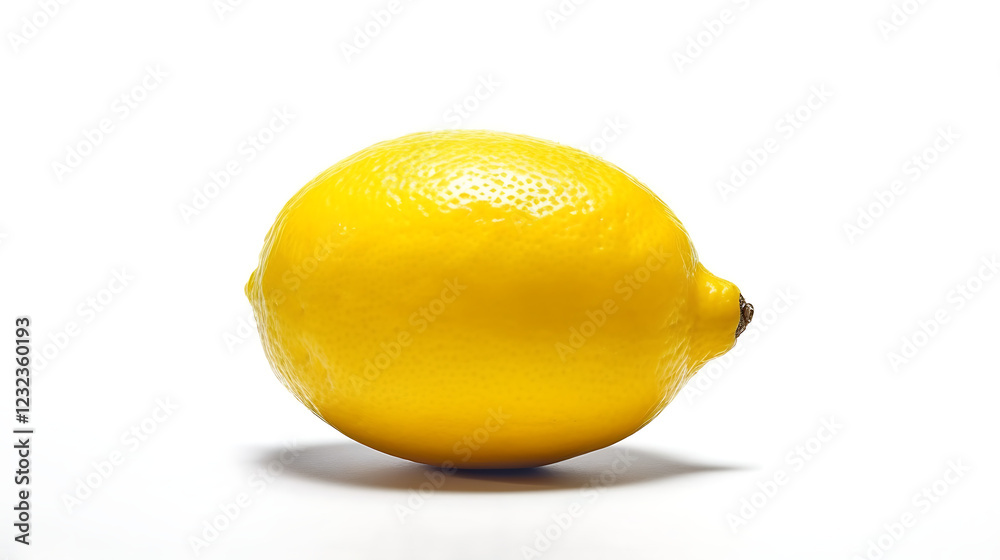A yellow lemon is sitting on a white background A yellow lemon is sitting on a white background