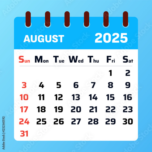 August 2025 monthly calendar. goals and set 
