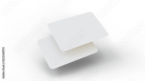 Schilderij op canvas Blank credit cards mockup floating over a white background