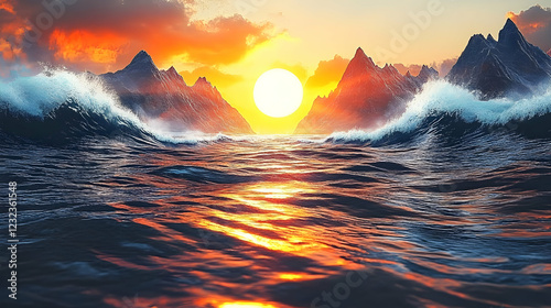 Ocean Waves Crash Against R...