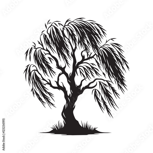 Weeping Willow Silhouette - Simple Digital Willow Illustration - Weeping Willow Vector - Weeping Willow Illustration - Minimalist Willow Silhouette - Willow Vector - Willow Digital Art
