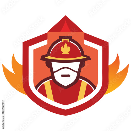 Bold Firefighter Mascot Logo Vector
