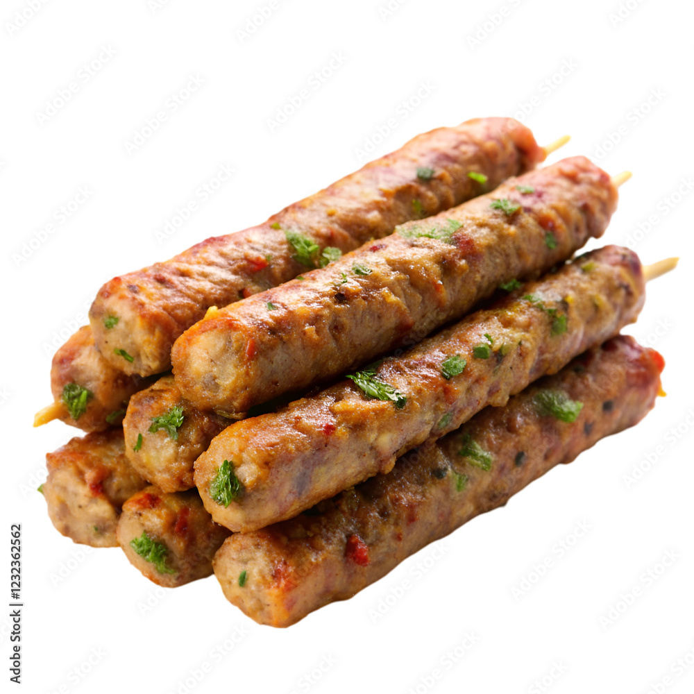 Stack of seekh kabab isolated on transparent background Stack of seekh kabab isolated on transparent background