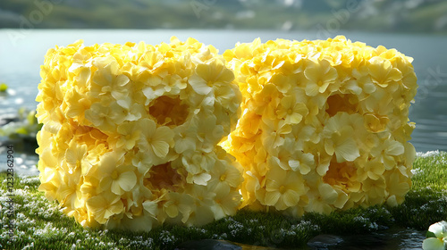 Yellow Flower Cubes Form Nu...