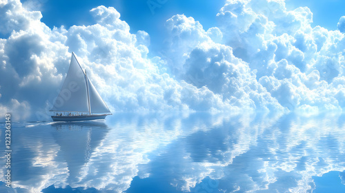 Sailboat sails on calm wate...