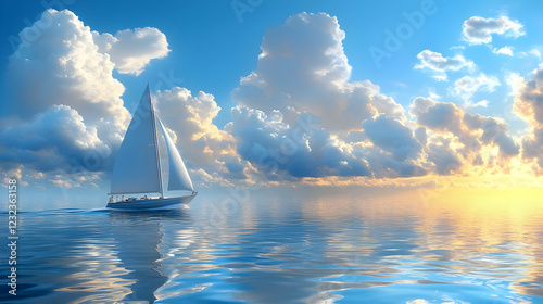 Sailboat sails across tranq...