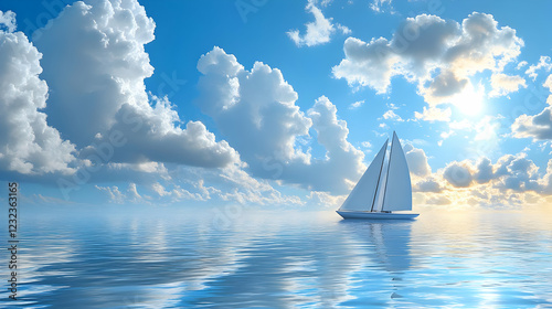 Sailboat sails calmly on th...