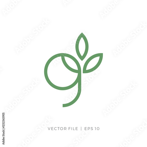 initial letter G lowercase aesthetic leaf flower logo