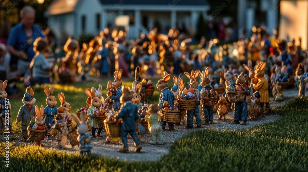 custom made wallpaper toronto digitalEaster Bunny Figurines in Golden Hour