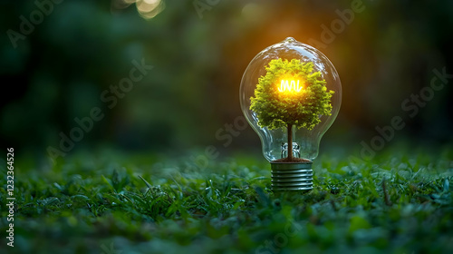 Glowing Light Bulb with Tre...