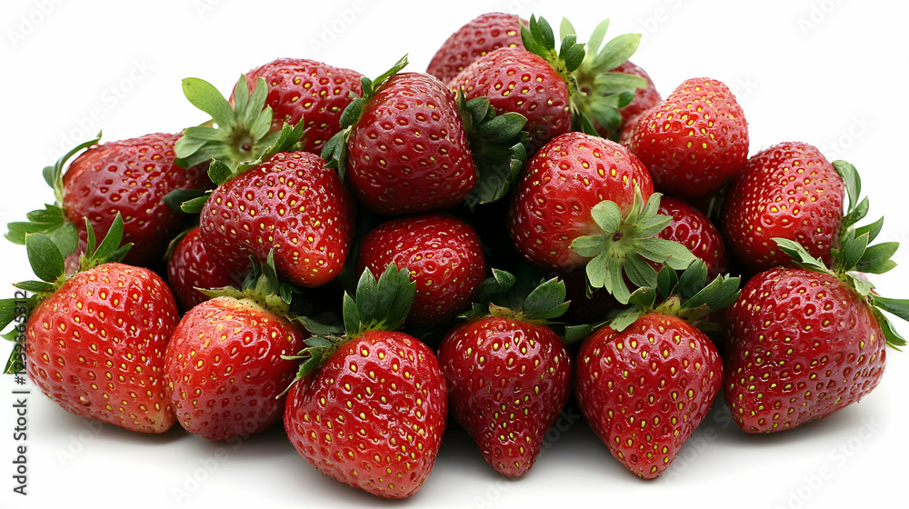 Fresh Strawberries Piled Together on a Clean White Background, Ready for Consumption. Fresh Strawberries Piled Together on a Clean White Background, Ready for Consumption.