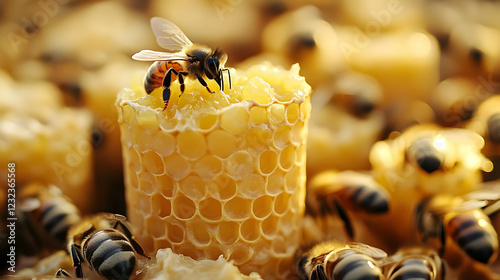 Honeybee Works on Golden Ho...