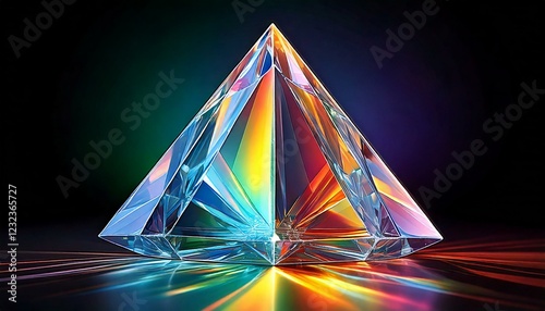 prism reflecting rainbow light in all directions- 