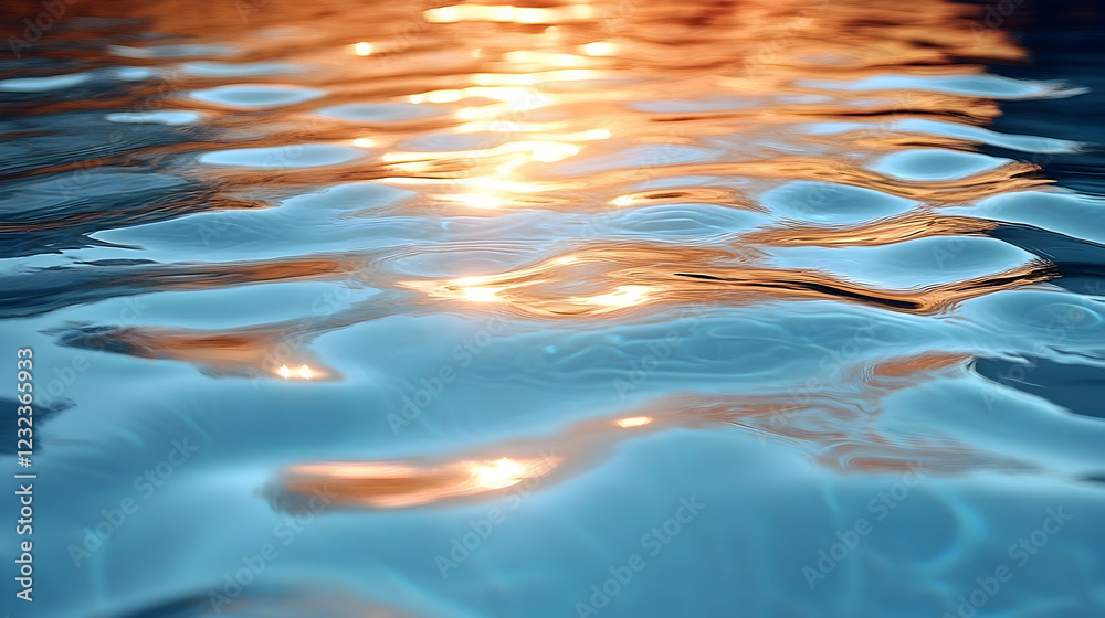 Abstract water surface reflects golden light creating mesmerizing ripples and flowing textures. Abstract water surface reflects golden light creating mesmerizing ripples and flowing textures.
