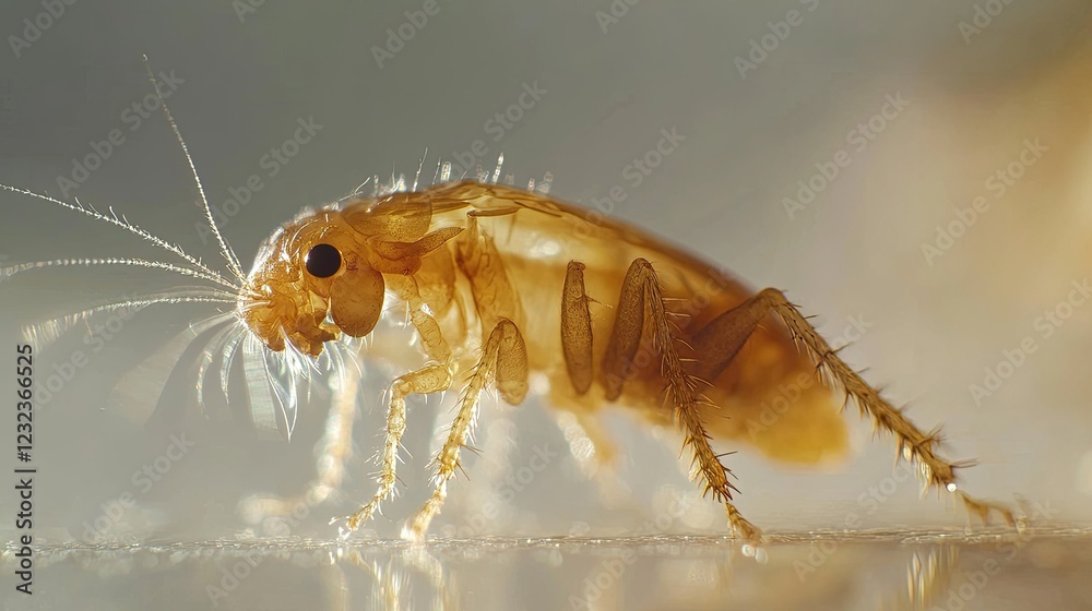 Detailed close-up image showing the intricate anatomy of a cockroach with visible legs and antennae Detailed close-up image showing the intricate anatomy of a cockroach with visible legs and antennae
