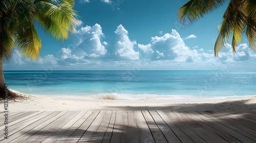 Tropical beach with wooden ...