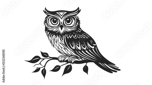 owl in tribal style tatto design isolated on white background photo