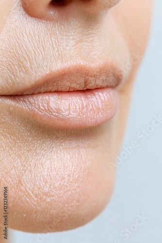 Close-up of lips and chin with visible natural imperfections