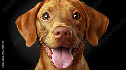 Wallpaper Mural Golden Retriever Dog Shows Off Its Happy Face and Pink Tongue on a Dark Background Torontodigital.ca