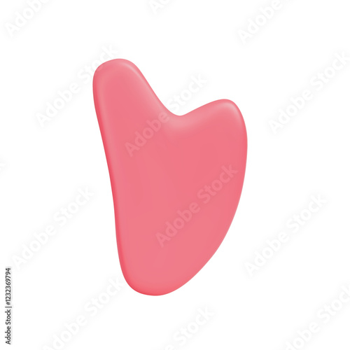 Render pink gausha scraper for facial massage. spa care. Vector 3d illustration on isolated white background