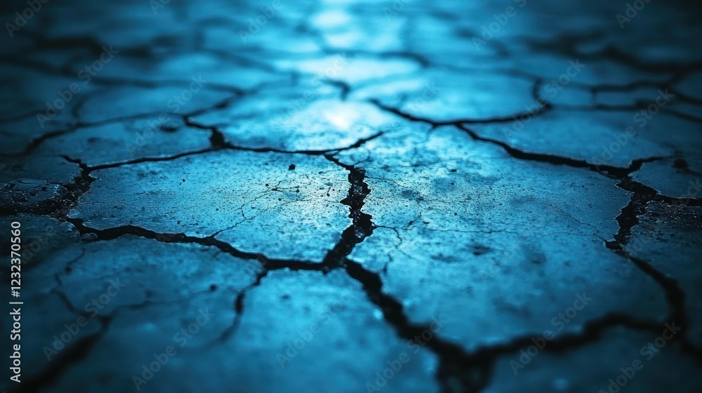 Fototapeta premium Dry cracked earth, desert night, environmental texture, drought backdrop