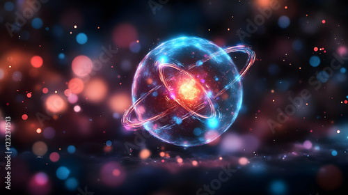 Wallpaper Mural Abstract Energy Sphere with Glowing Rings on Bokeh Background with Dynamic Light Effects Torontodigital.ca