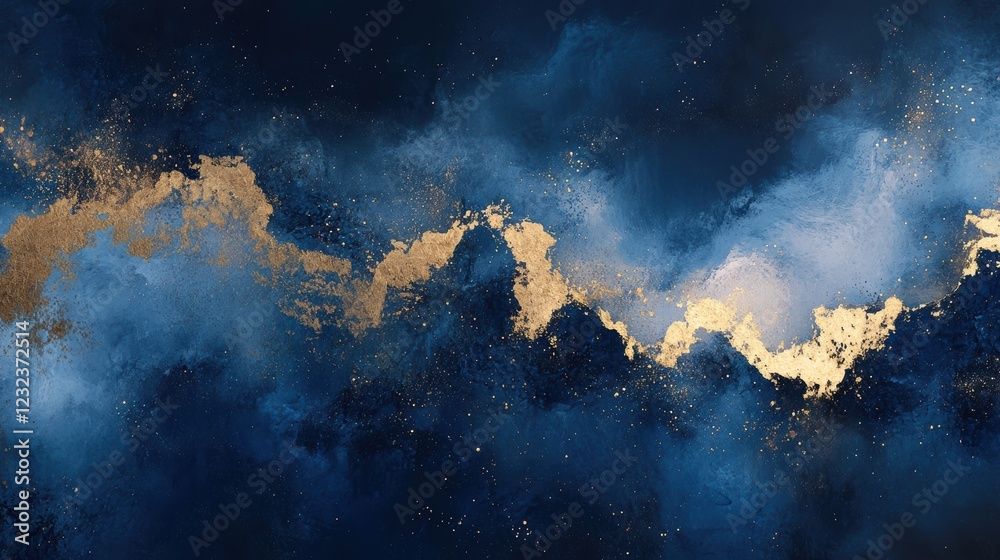 Naklejka premium Celestial Background with Midnight Navy and Sh