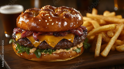 Juicy Burger with Pretzel B...