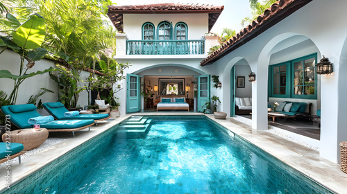 Wallpaper Mural Luxury Villa with Private Pool Invites Relaxation in Tropical Oasis Paradise Beautifully. Torontodigital.ca