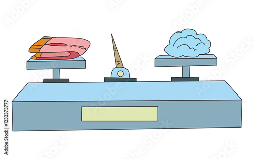 Vector illustration a towel weigh as much as clouds