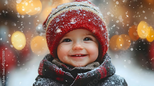Smiling Child in Snowy Scen...