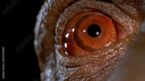 Close-up reptile eye, night, textured skin, detail photo