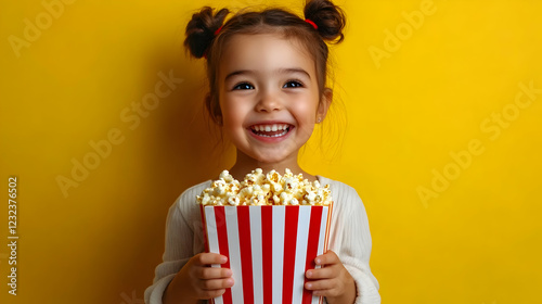 Happy Child Holds a Bucket ...