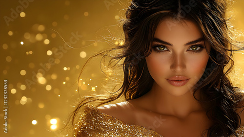 Glamorous Woman with Flowin...