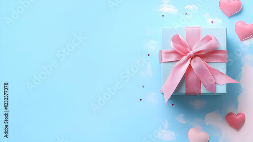Gift Box with Pink Ribbon o...