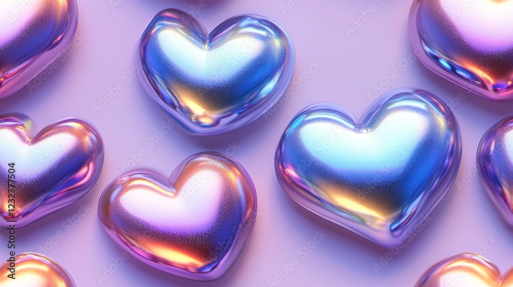 Fototapeta premium Elegant minimalistic heart designs with soft gradient tones creating a romantic and sophisticated Valentine’s Day theme, ideal for love, celebration, and greeting card backgrounds.