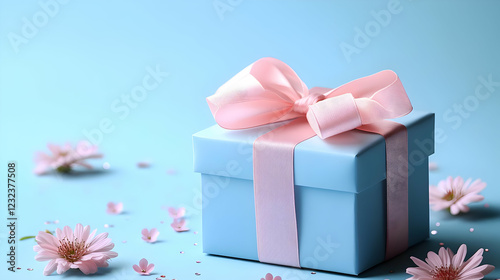 Light Blue Gift Box with Pi...