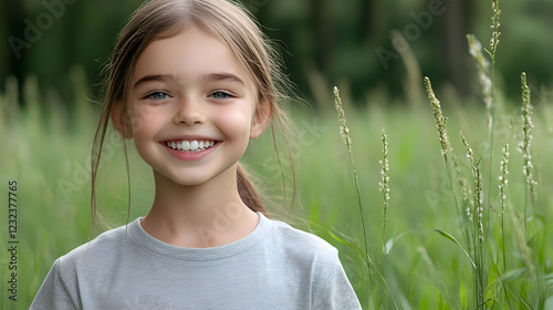 Smiling Girl Poses Beautifu...