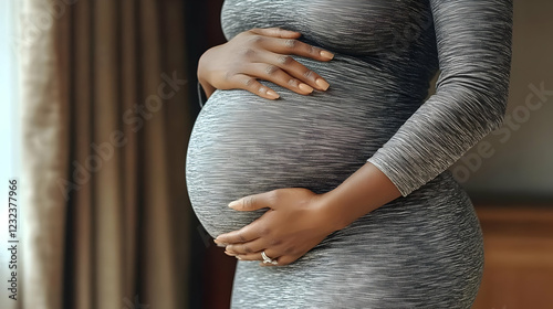 A Pregnant Woman Holds Her ...