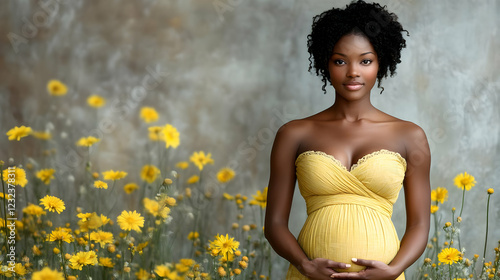 Pregnant Woman in Yellow Dr...