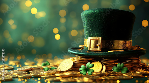 Green Leprechaun Hat Sits o...