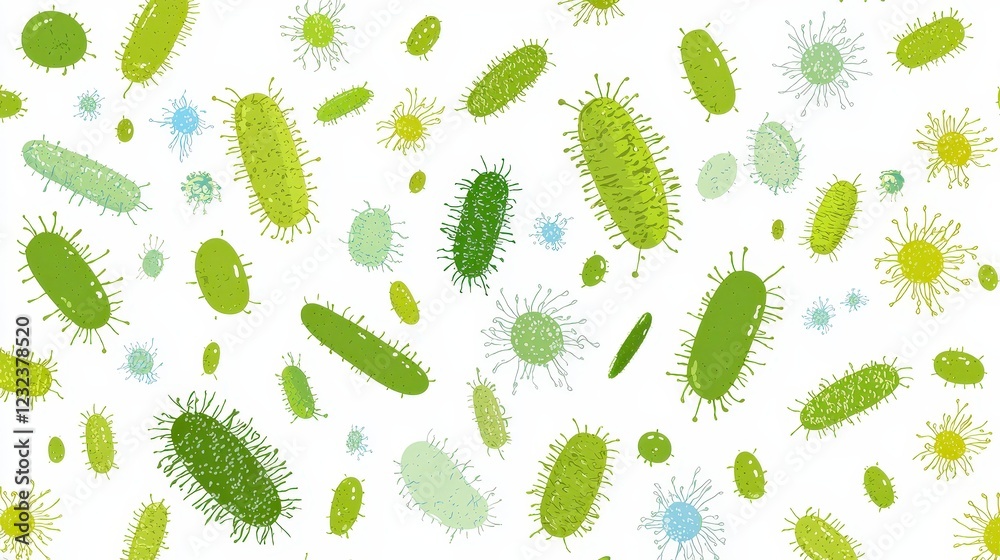 Campylobacter Jejuni Bacteria Illustrations on a Light Background Campylobacter Jejuni Bacteria Illustrations on a Light Background