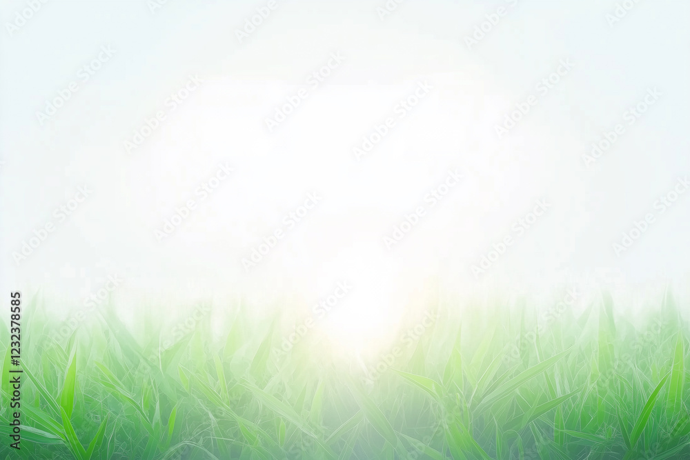 Fototapeta premium A clean bright background with the glare of sunlight providing copy space with fresh grass on the bottom.