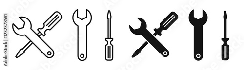 spanner & screwdriver icon vectors for apps and web.