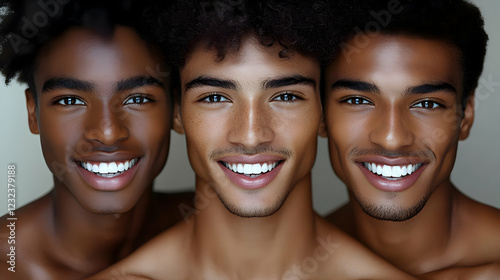 Three Men with Afro Hair Sm...