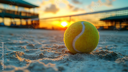 Tennis Ball Rests on Sandy ...