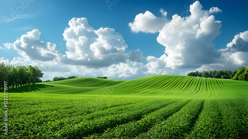 Rolling green hills stretch...