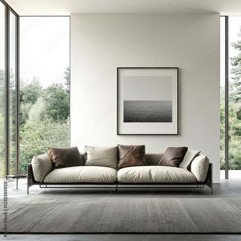 Fototapeta premium blank white fram and plant in the living room.